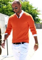 orange sweater with white