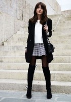mini skirt long jacket black and white
