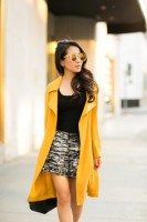 mini skirt long jacket yellow
