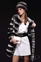 fur collarless coat