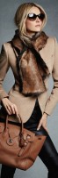 Ralph Lauren camel coat and fur scarf